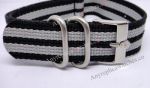 Replacement Rolex Pro-hunter Black White stripe Nylon Strap Rolex Replacement Bracelet